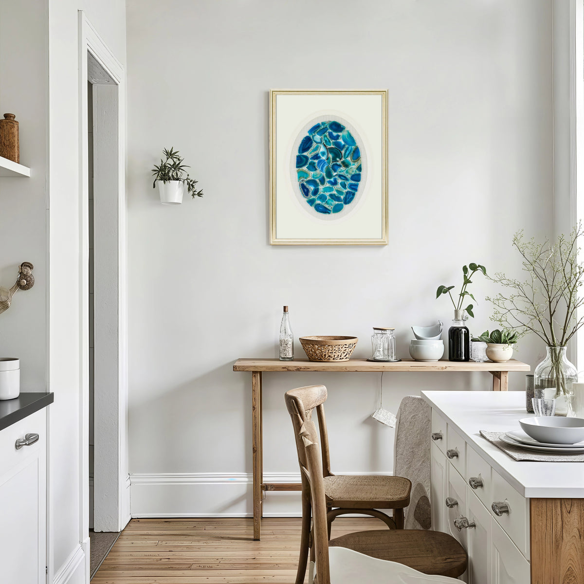 MSeascape in Stone: Banded Agate Art on Heather Grey Linen - Jemento