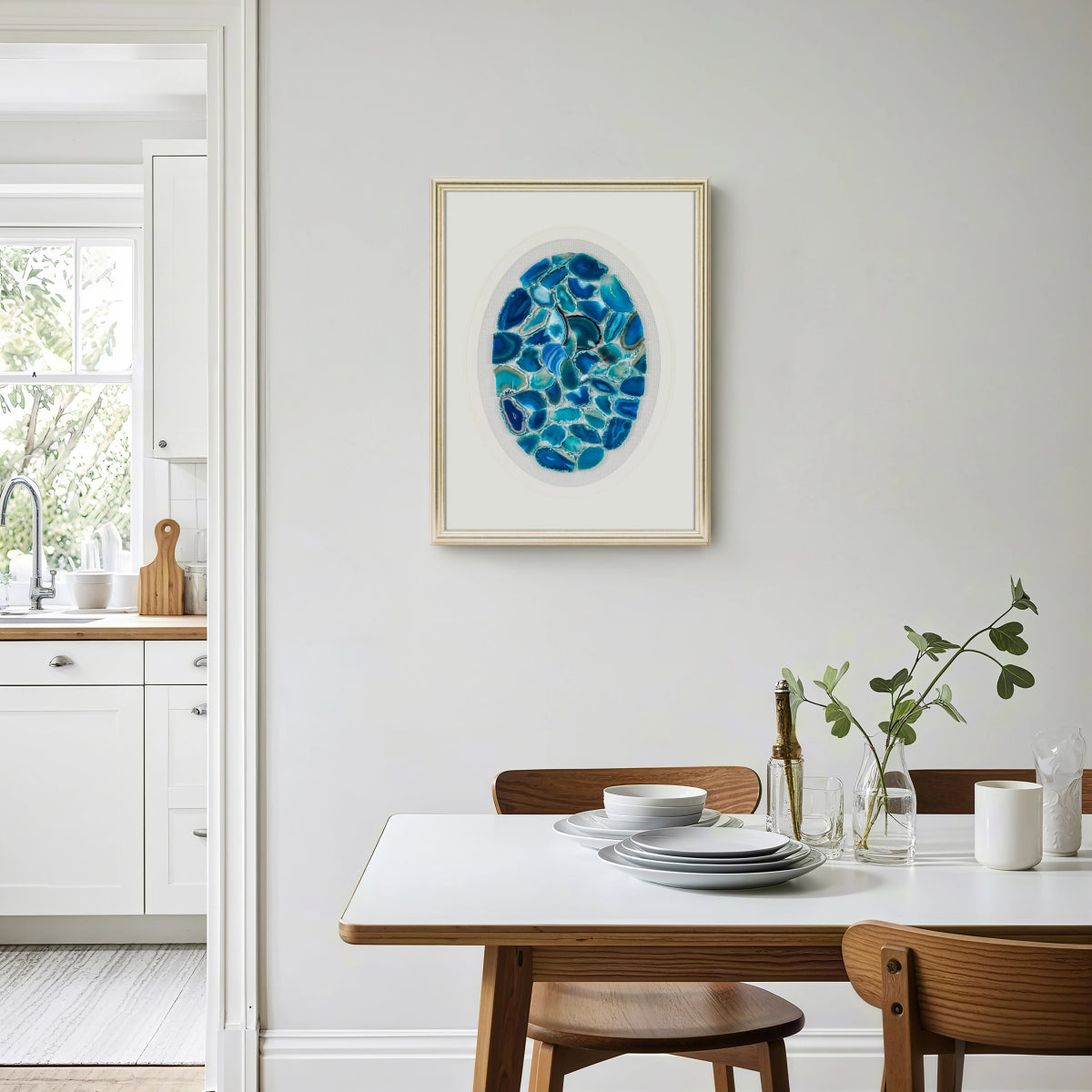 MSeascape in Stone: Banded Agate Art on Heather Grey Linen - Jemento