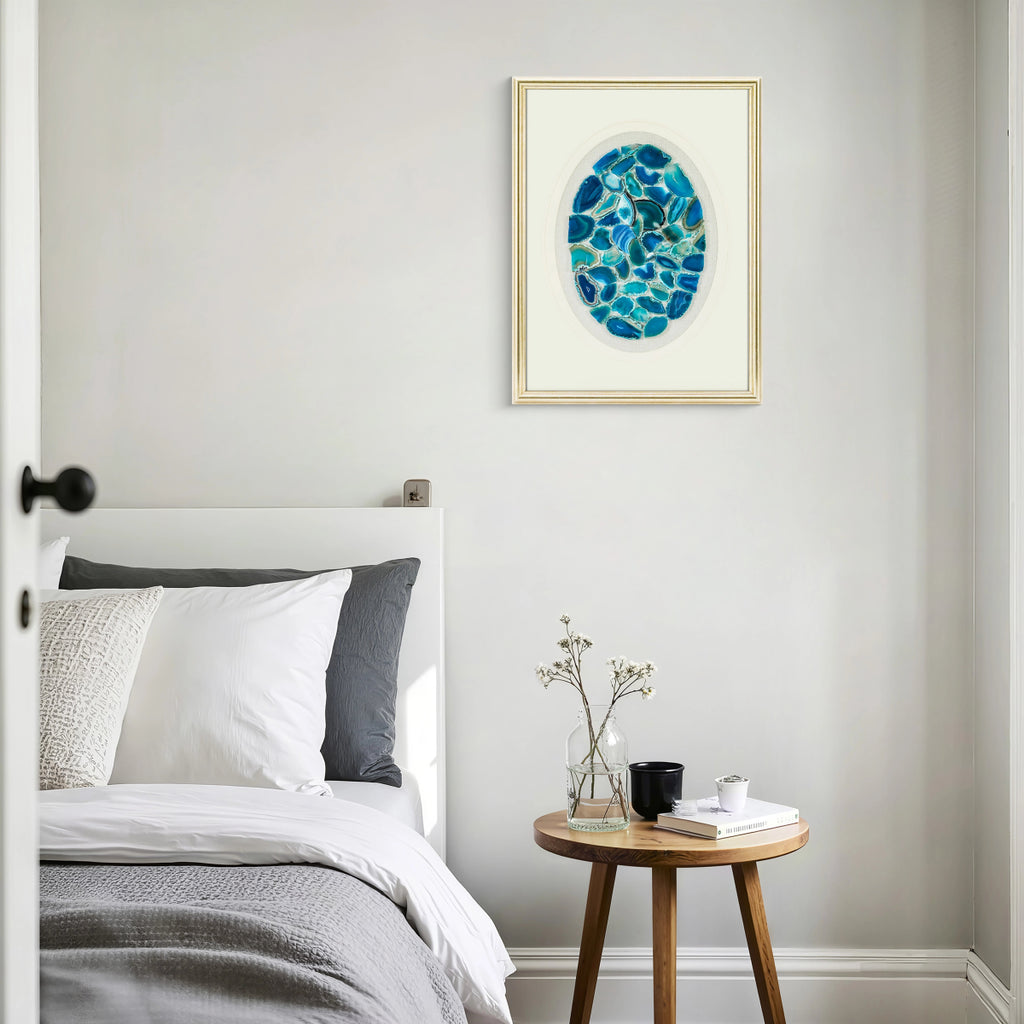 MSeascape in Stone: Banded Agate Art on Heather Grey Linen - Jemento