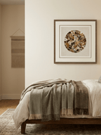 Natürliche Achatstücke - Wanddeko mit dunkelbraunem Holzrahmen - Jemento