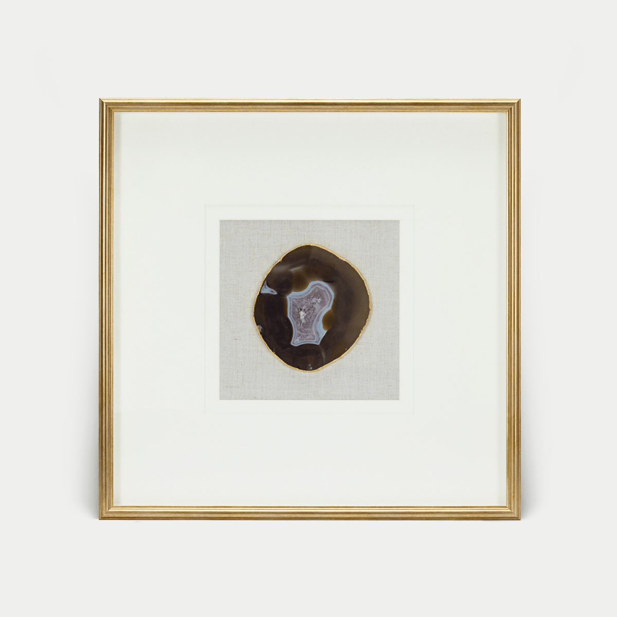Natürliche Achatstücke - Wanddeko mit goldenem Rahmen - Jemento