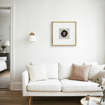 Natürlicher Achat mit Goldakzenten auf Leinen in Goldrahmen Wandbild - Jemento