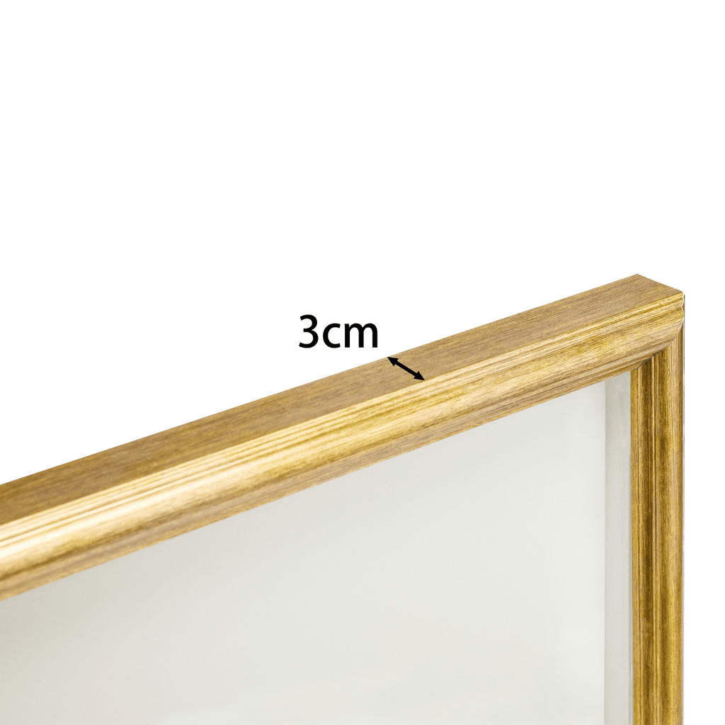 Natürlicher Achat mit Goldakzenten auf Leinen in Goldrahmen Wandbild - Jemento