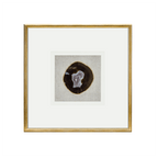 Natürlicher Achat mit Goldakzenten auf Leinen in Goldrahmen Wandbild - Jemento