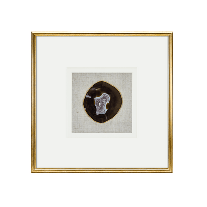 Natürlicher Achat mit Goldakzenten auf Leinen in Goldrahmen Wandbild - Jemento