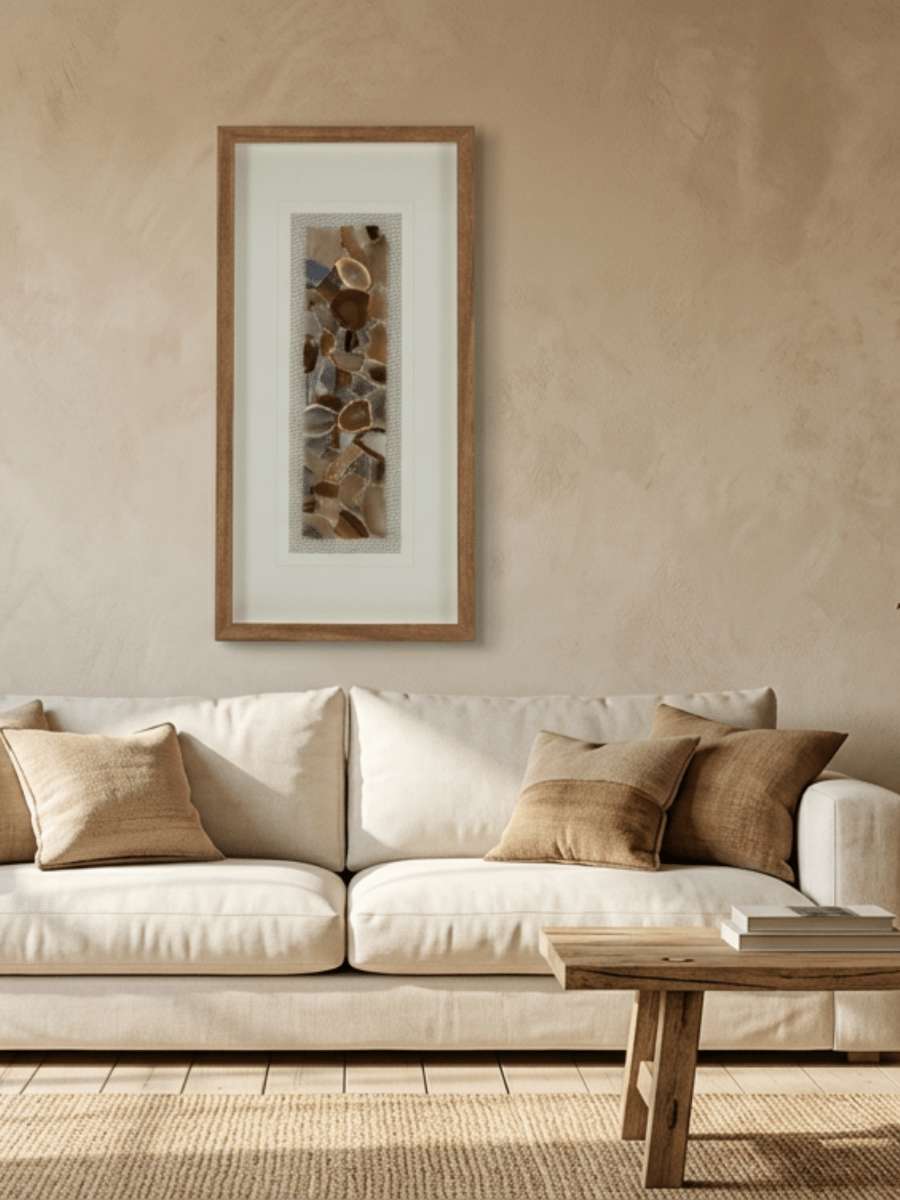 Natürlicher Achat - Wanddeko mit braunem Rahmen - Jemento