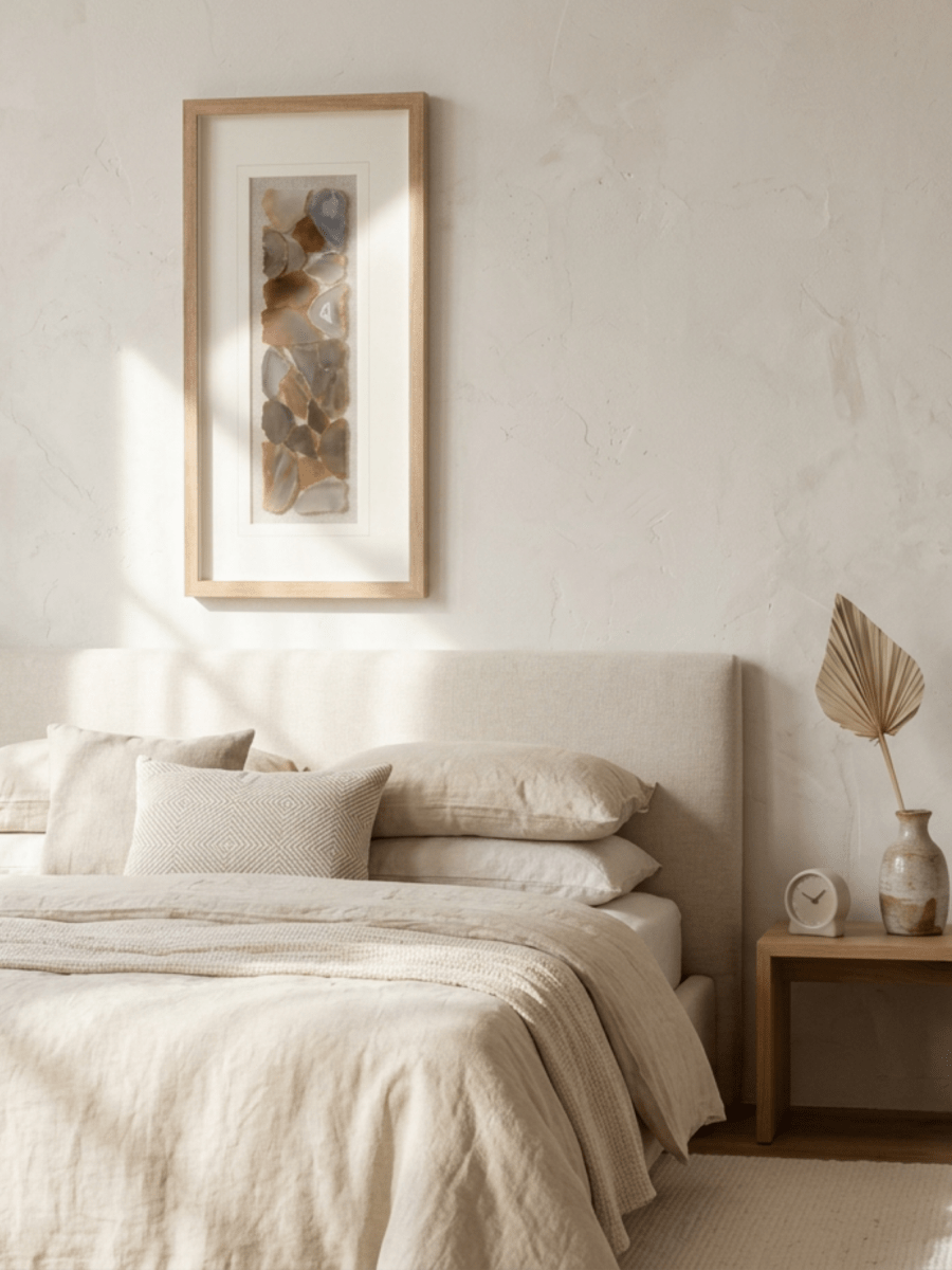 Natürlicher Achat - Wanddeko mit braunem Rahmen - Jemento