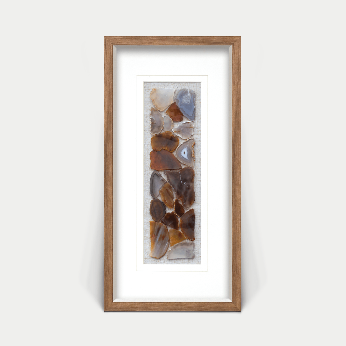 Natürlicher Achat - Wanddeko mit braunem Rahmen - Jemento
