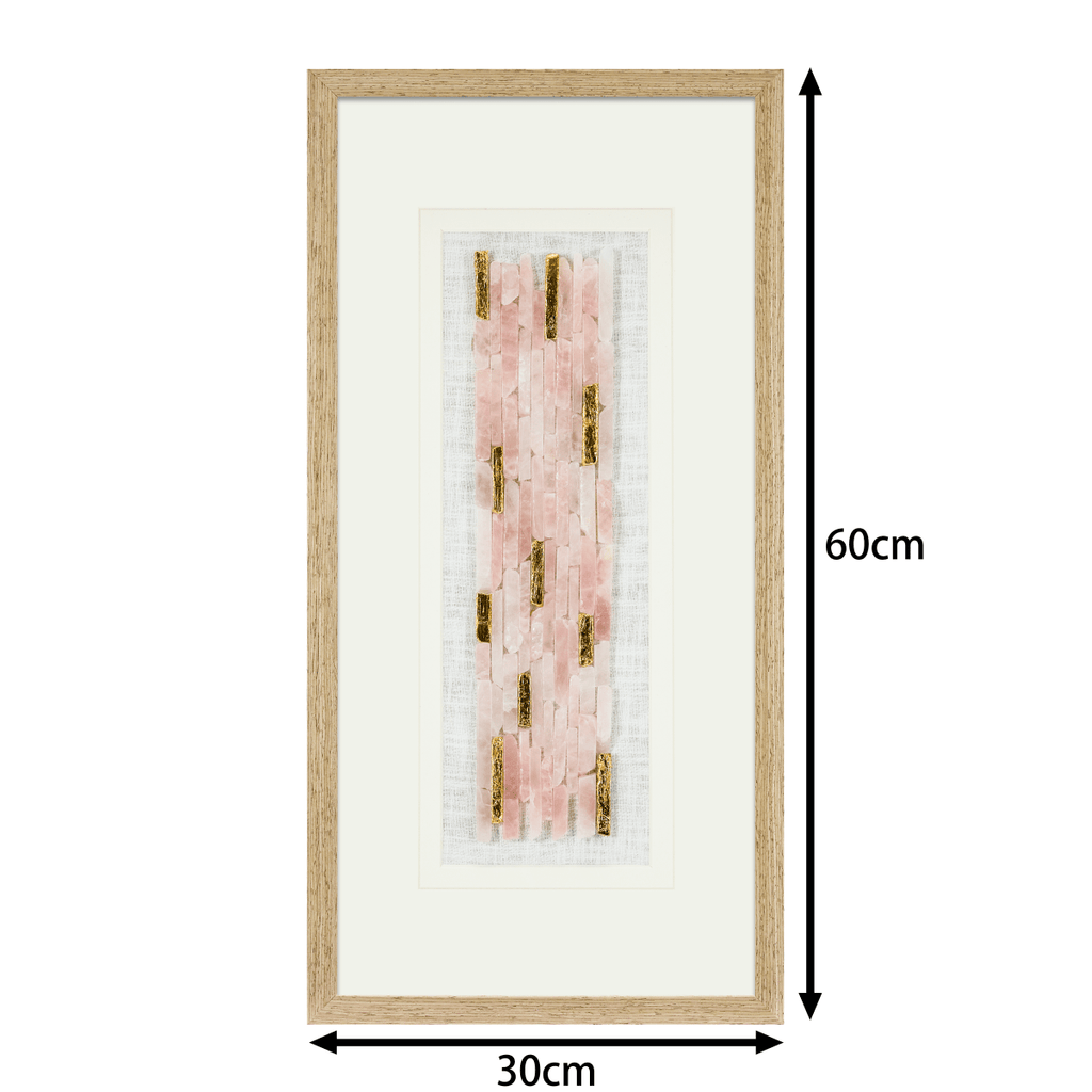 Natürlicher Rosenquarz mit Goldakzent Wandbild - Jemento