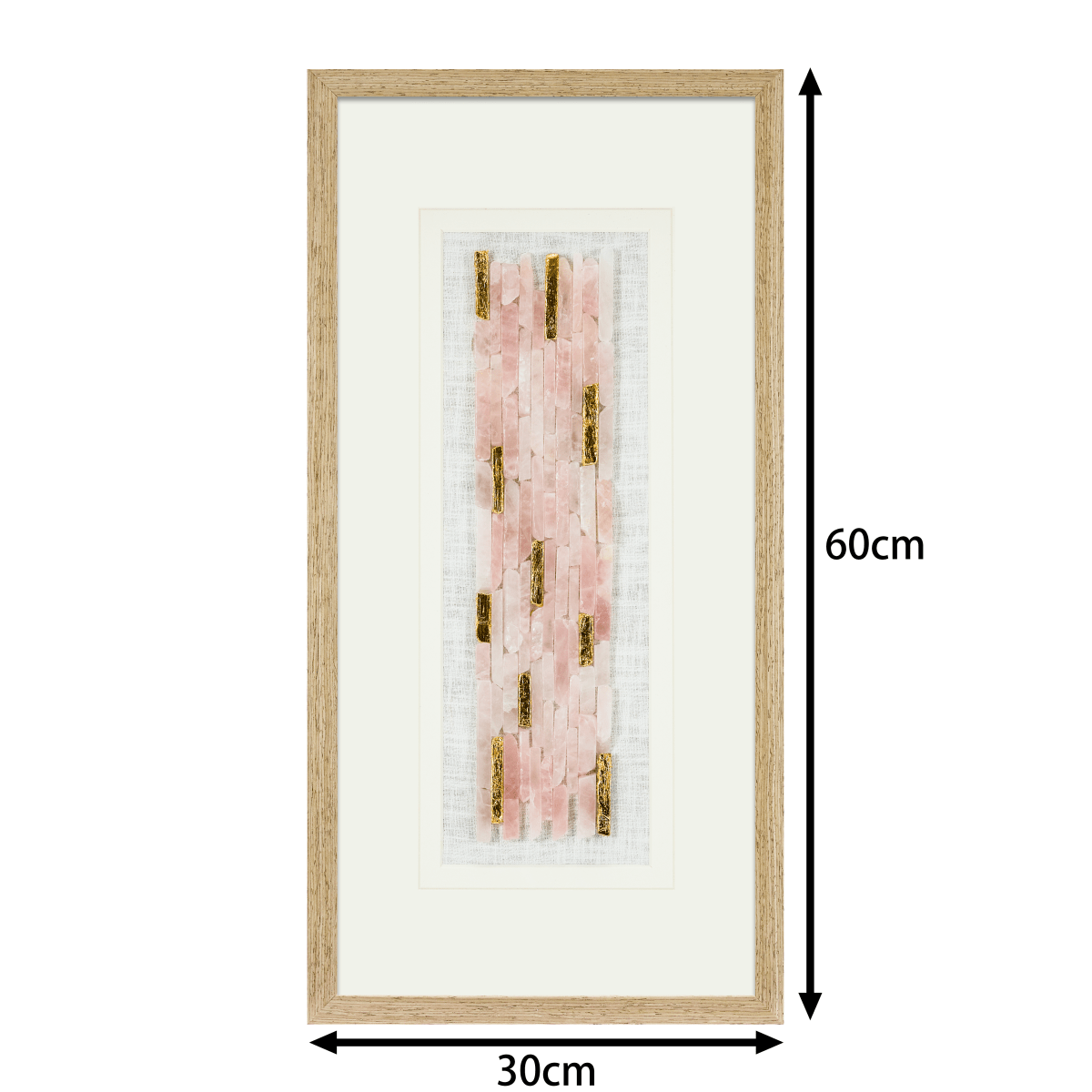 Natürlicher Rosenquarz mit Goldakzent Wandbild - Jemento