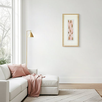 Natürlicher Rosenquarz mit Goldakzent Wandbild - Jemento