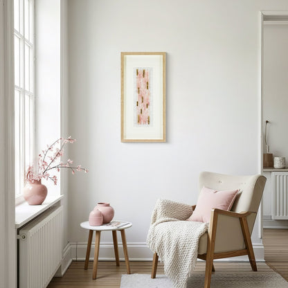 Natürlicher Rosenquarz mit Goldakzent Wandbild - Jemento