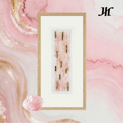 Rosa Quarz Stab Wanddeko in Graurahmen - Jemento