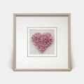 Rosenquarz - Herz - Wanddeko mit hellgrauem Holzrahmen - Jemento