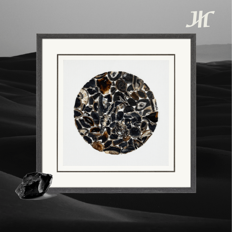 Runde Schwarz - Achat Wanddeko - Jemento