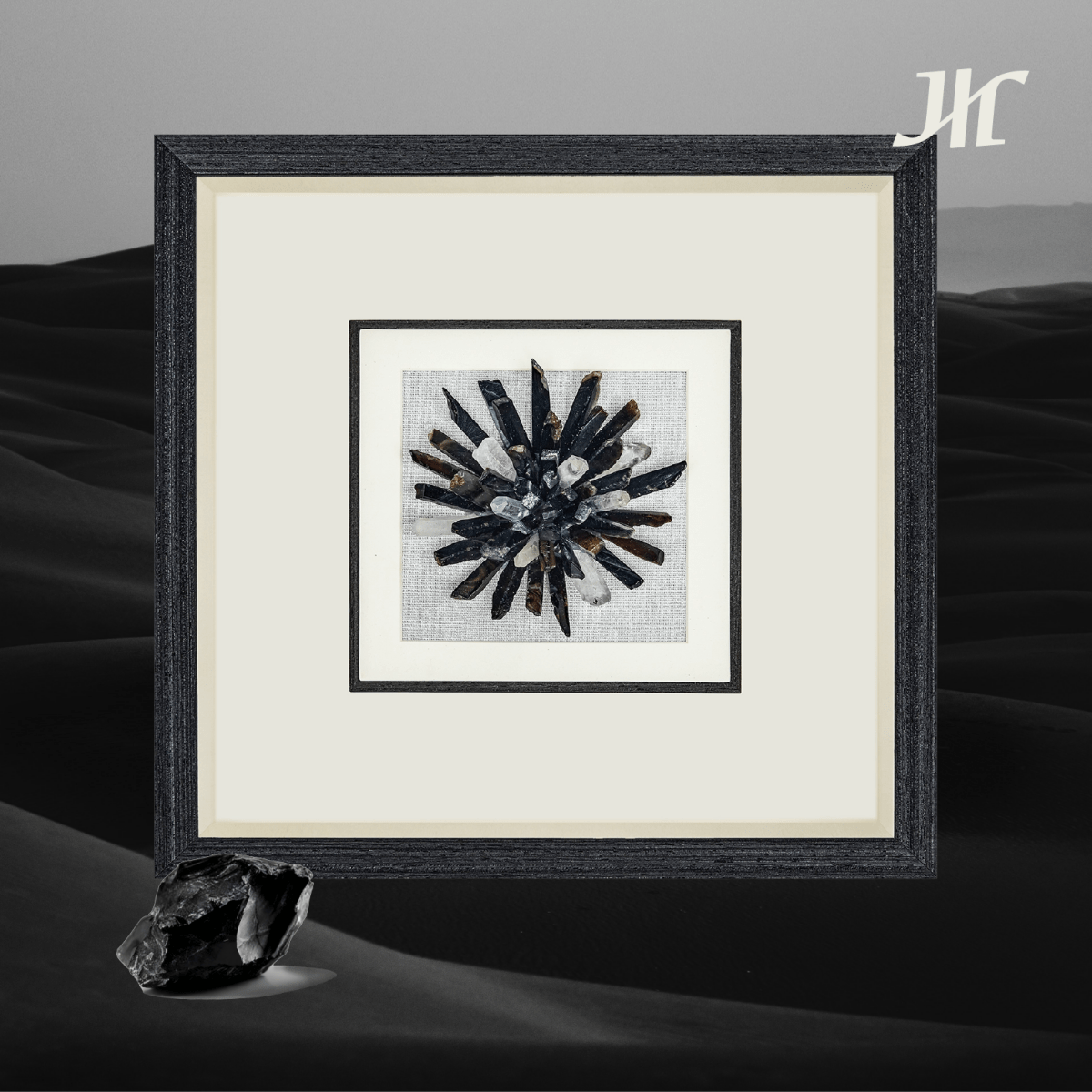 Schwarz - Achat mit Kristallen 3D Wanddeko - Jemento