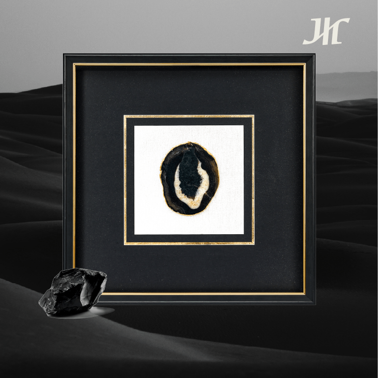 Schwarz - Gold Achat Quadrat Wanddeko - Jemento