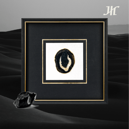 Schwarz - Gold Achat Quadrat Wanddeko - Jemento