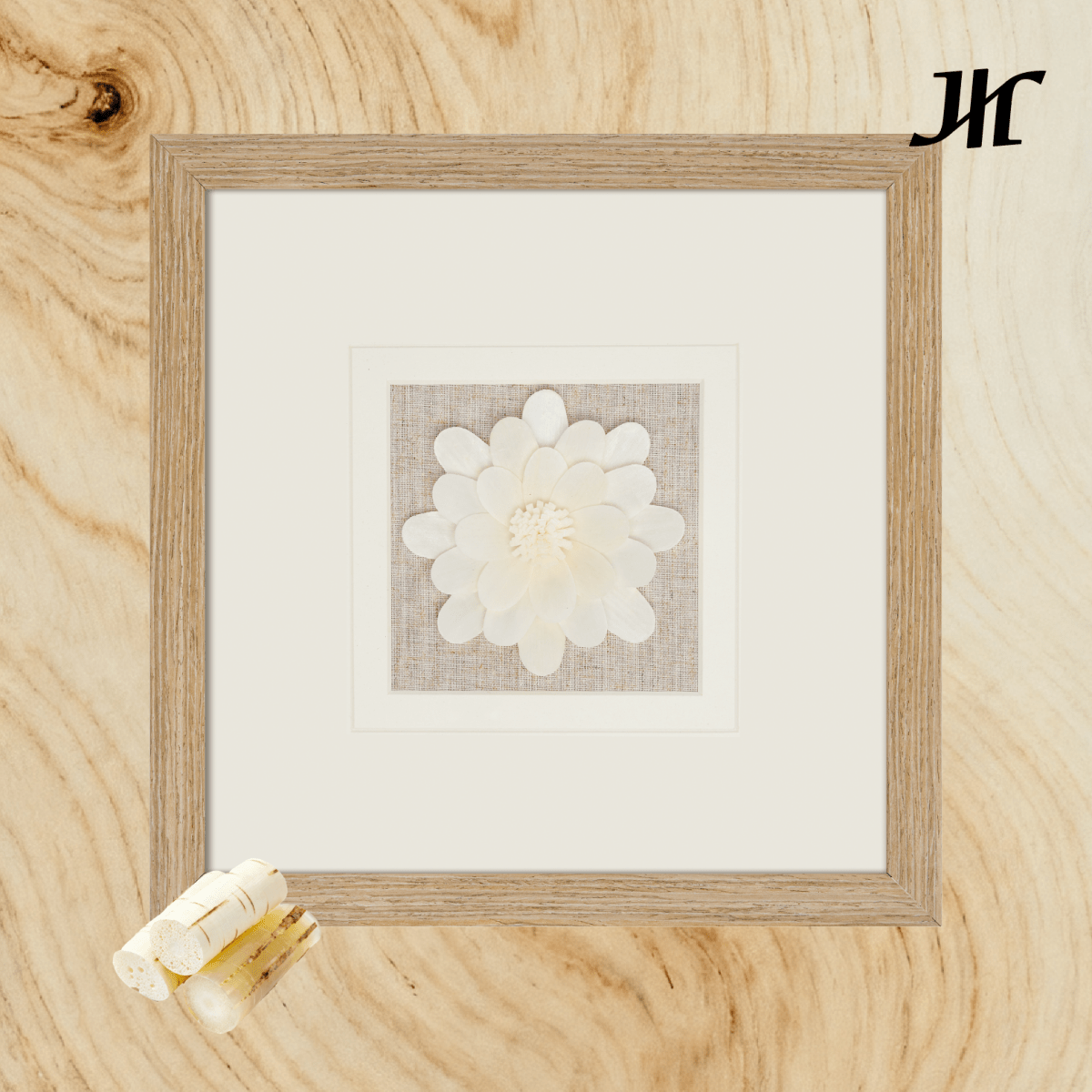 Skandinavische Sola - Blume Wanddeko in Graurahmen - Jemento