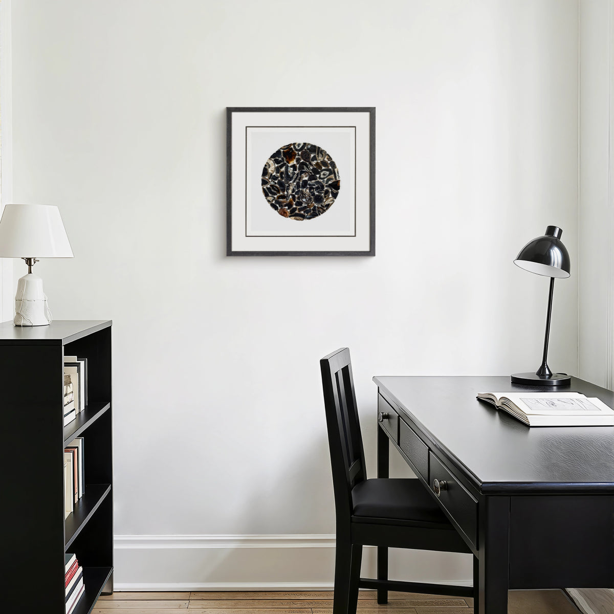 The Obsidian Grid: Framed Black Agate for Grounding & Energetic Protection - Jemento