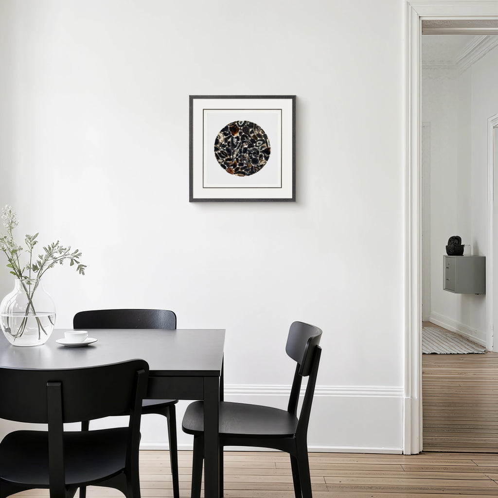 The Obsidian Grid: Framed Black Agate for Grounding & Energetic Protection - Jemento