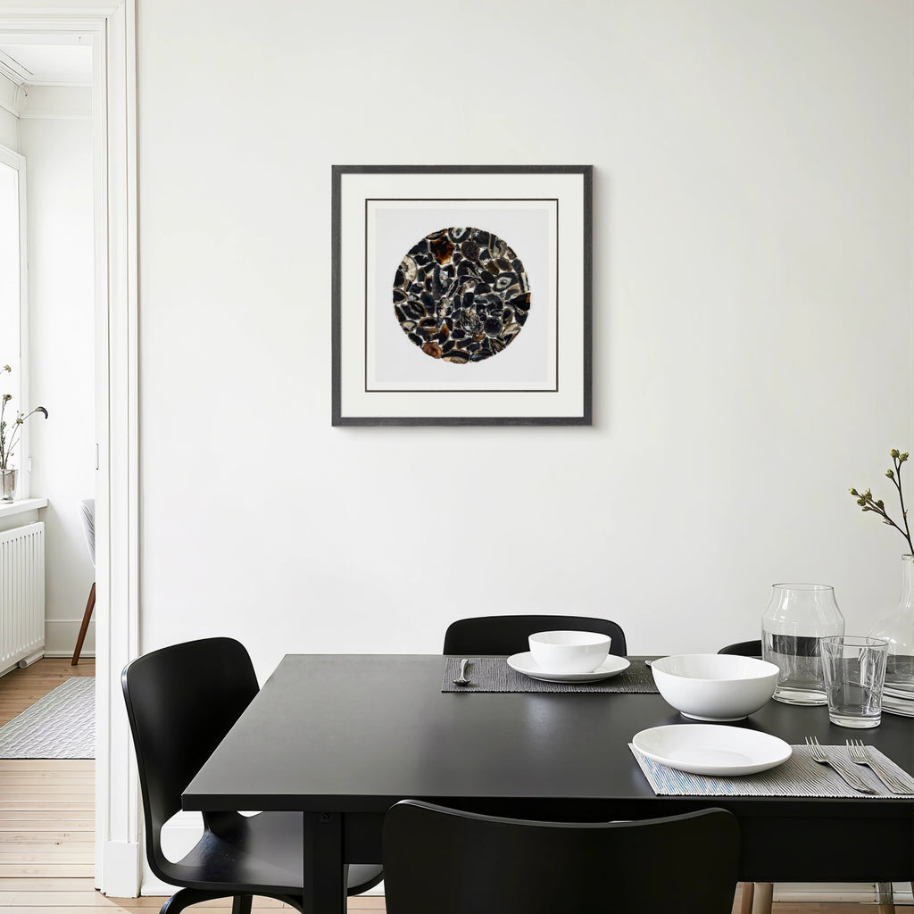 The Obsidian Grid: Framed Black Agate for Grounding & Energetic Protection - Jemento