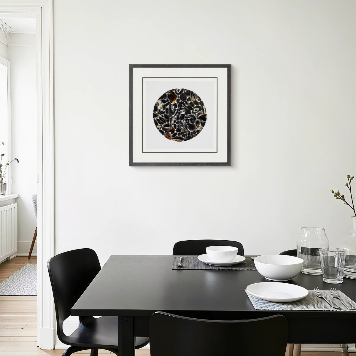 The Obsidian Grid: Framed Black Agate for Grounding & Energetic Protection - Jemento