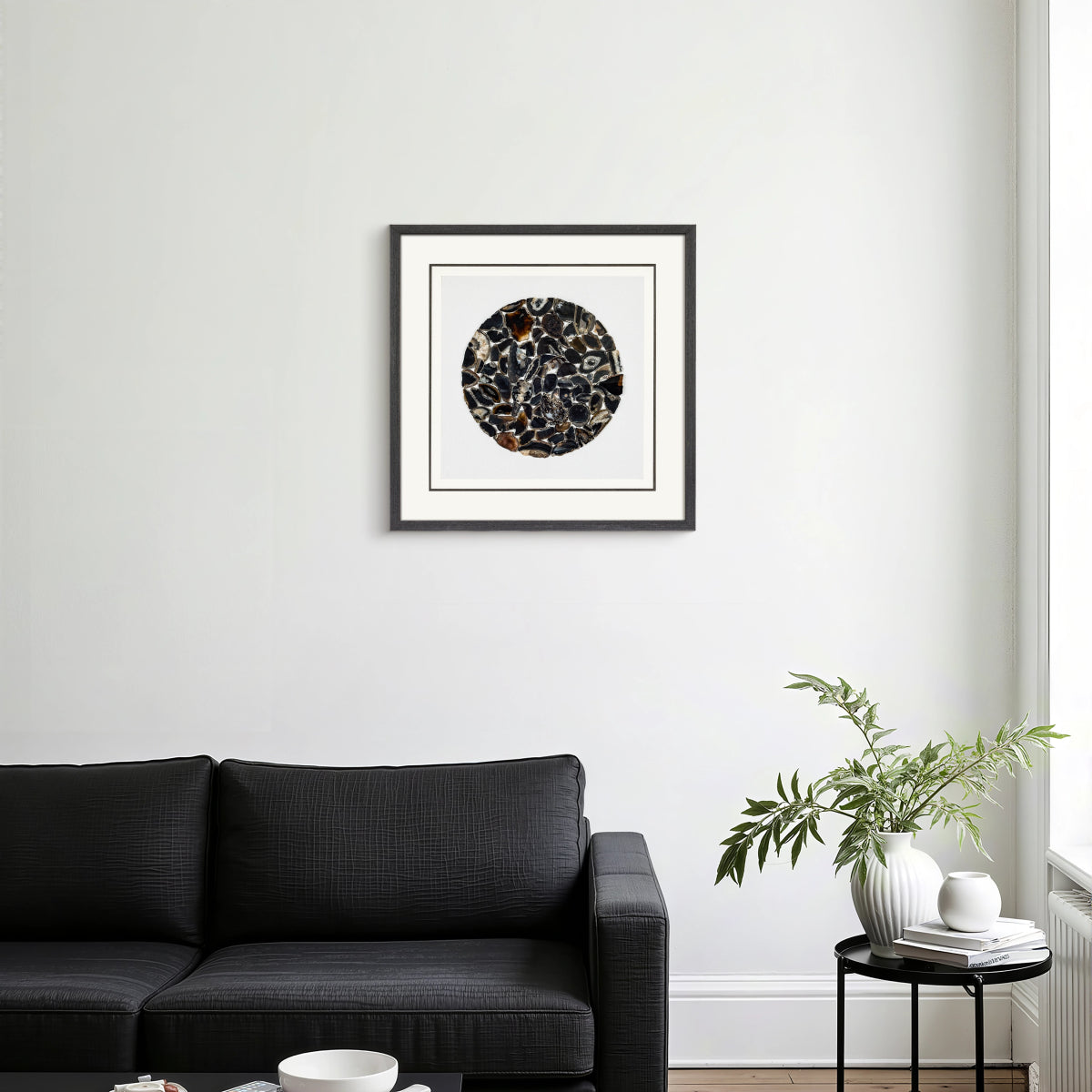 The Obsidian Grid: Framed Black Agate for Grounding & Energetic Protection - Jemento