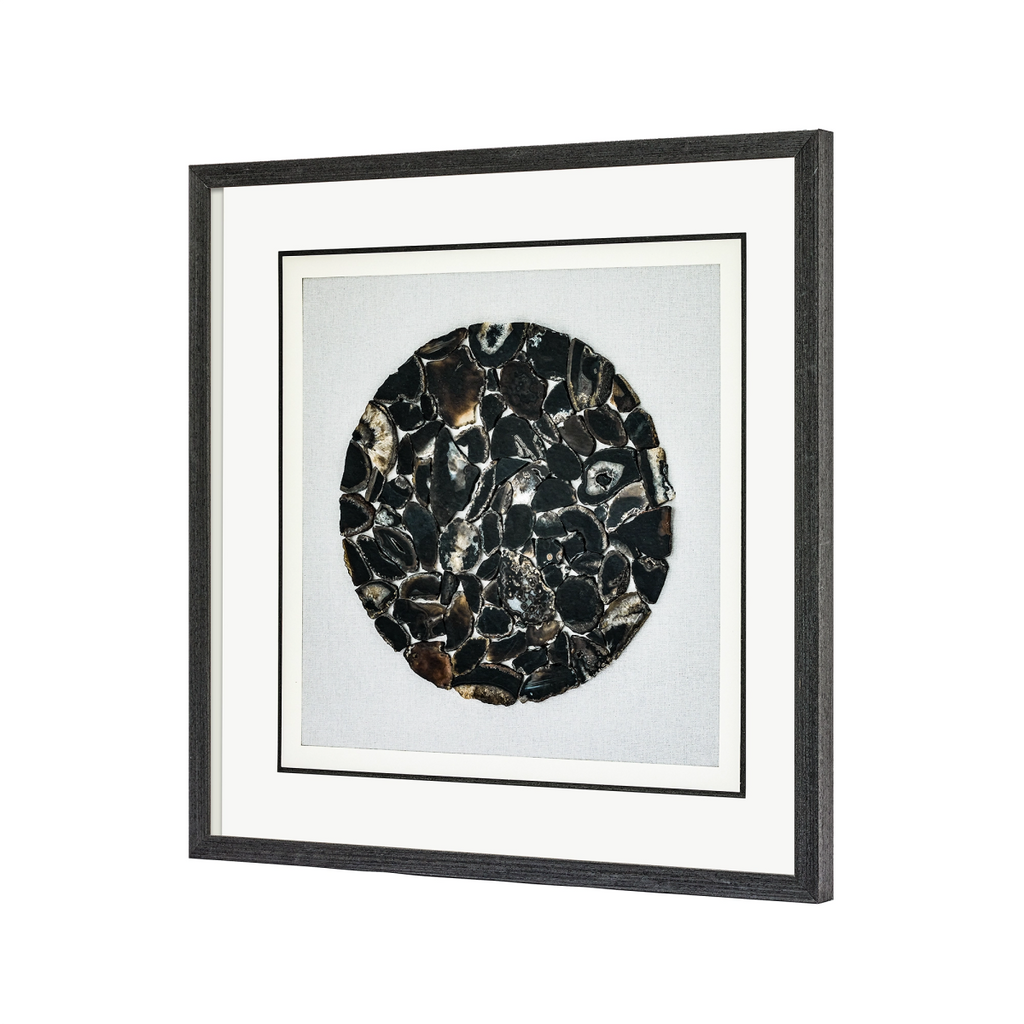 The Obsidian Grid: Framed Black Agate for Grounding & Energetic Protection - Jemento