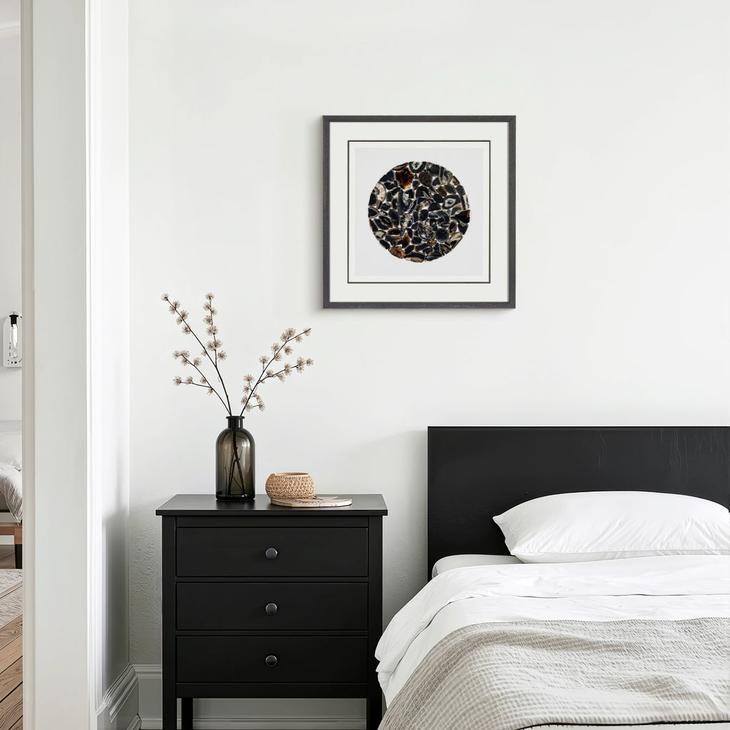 The Obsidian Grid: Framed Black Agate for Grounding & Energetic Protection - Jemento