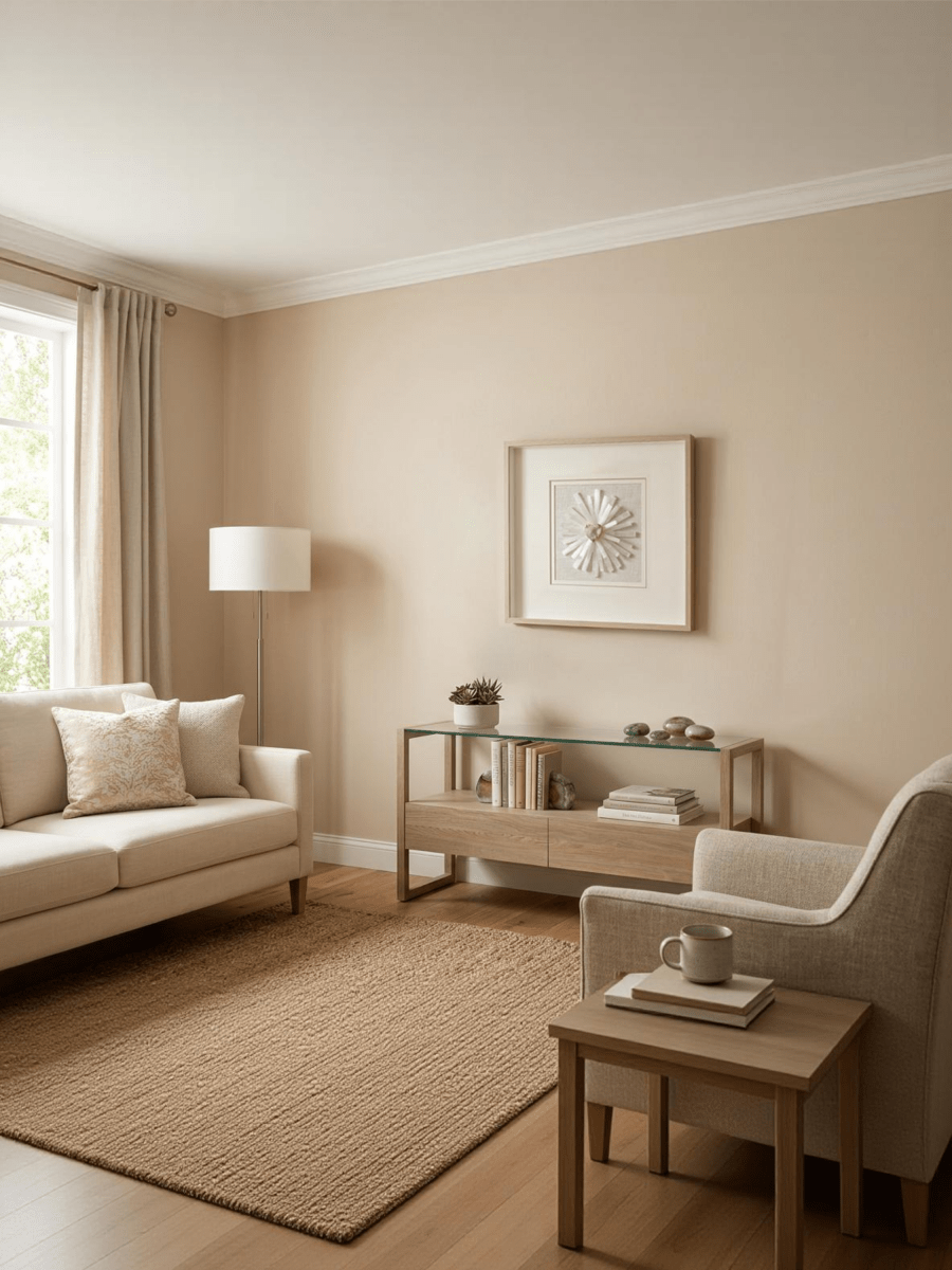 Weißer Selenit - Kristall - Wanddeko mit hellgrauem Holzrahmen - Jemento