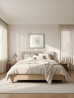 Weißer Selenit - Kristall - Wanddeko mit hellgrauem Holzrahmen - Jemento