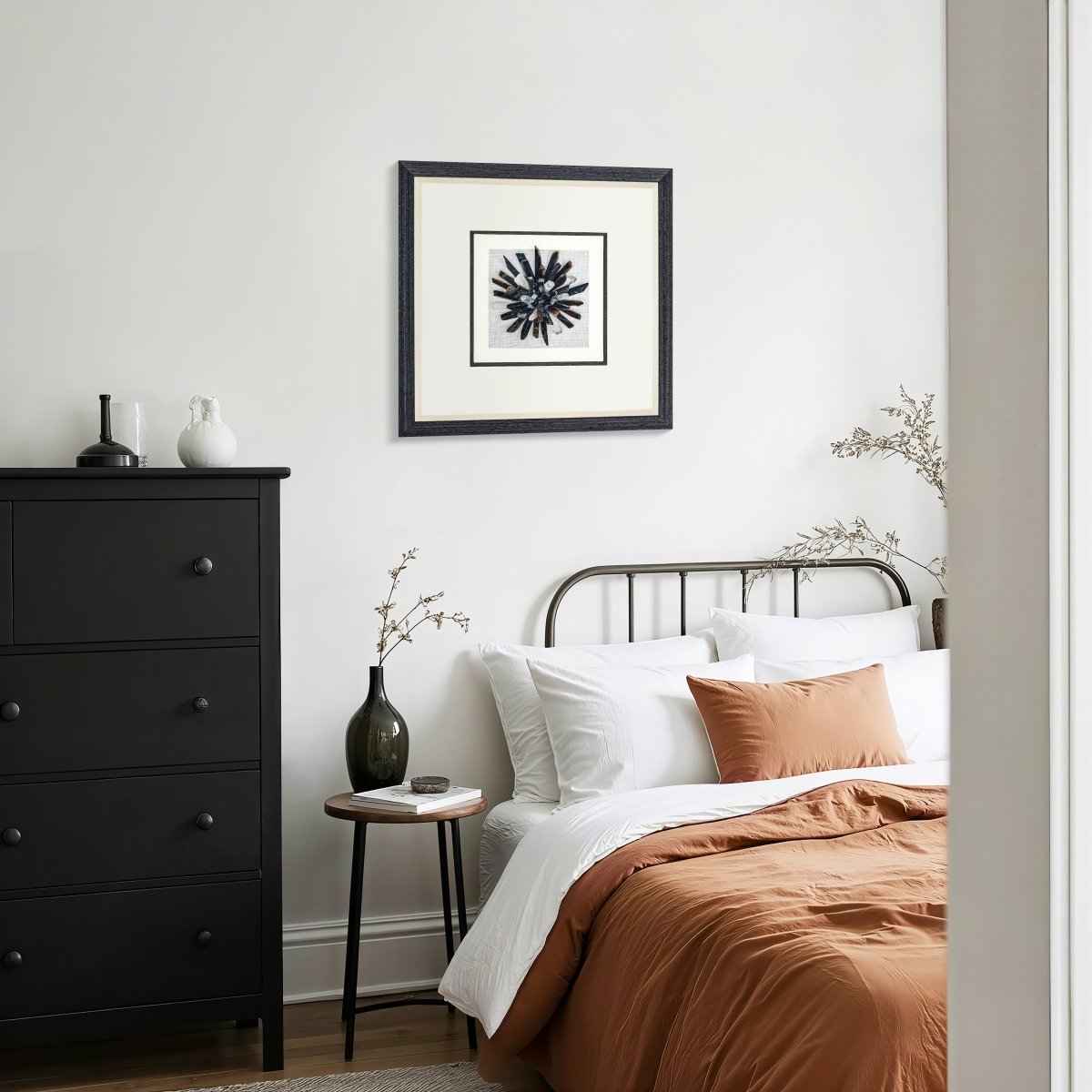 Zenith" Agate & Rock Crystal Wall Art – Handcrafted on a Zen - Gray Frame - Jemento