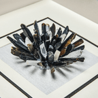 Zenith" Agate & Rock Crystal Wall Art – Handcrafted on a Zen - Gray Frame - Jemento