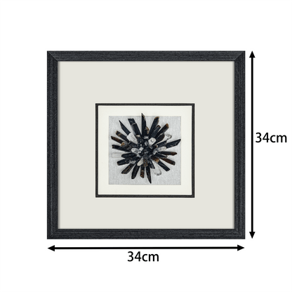 Zenith" Agate & Rock Crystal Wall Art – Handcrafted on a Zen - Gray Frame - Jemento